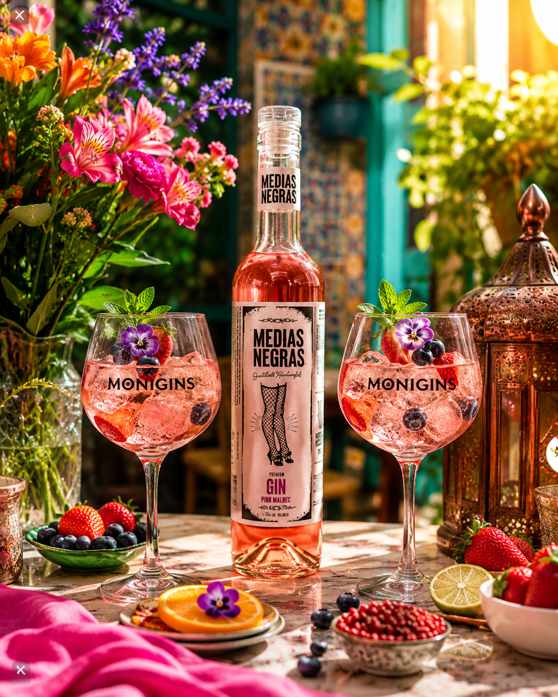 MEDIAS NEGRAS PINK GIN
